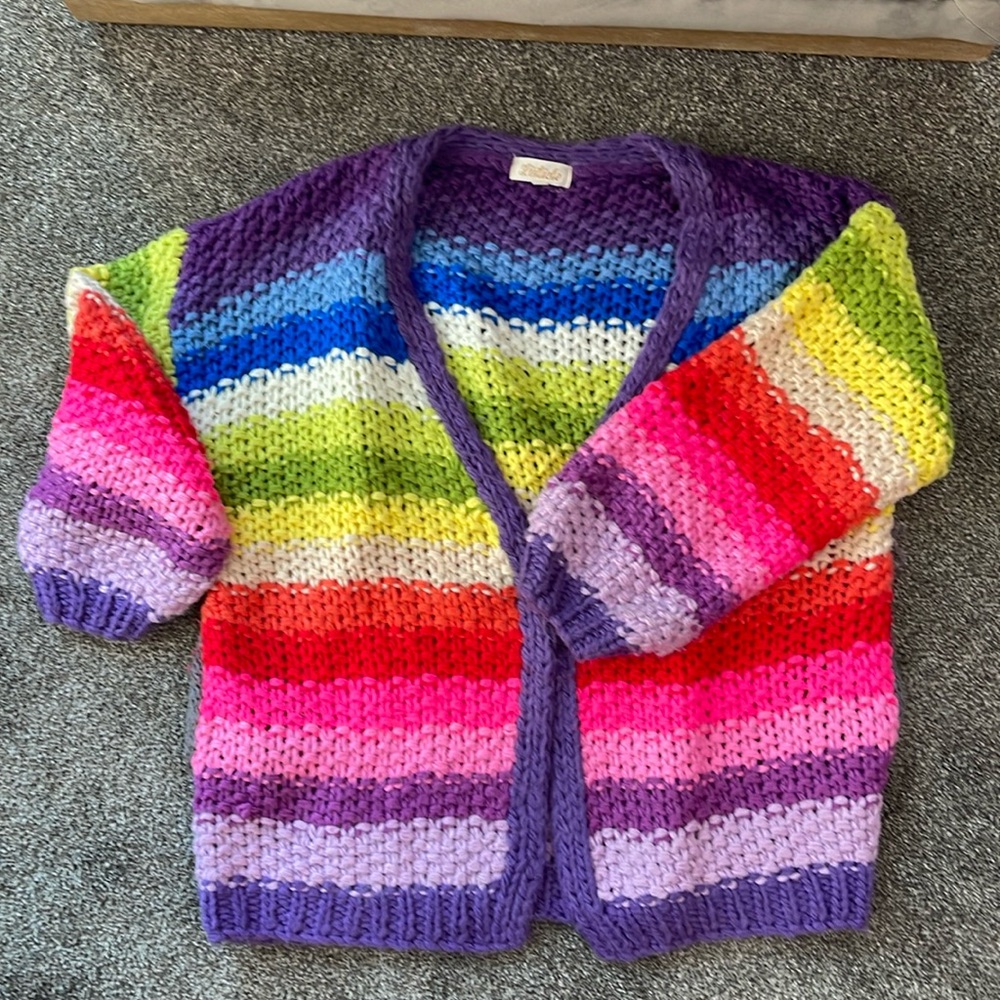 Chunky Knit Rainbow Cardigan